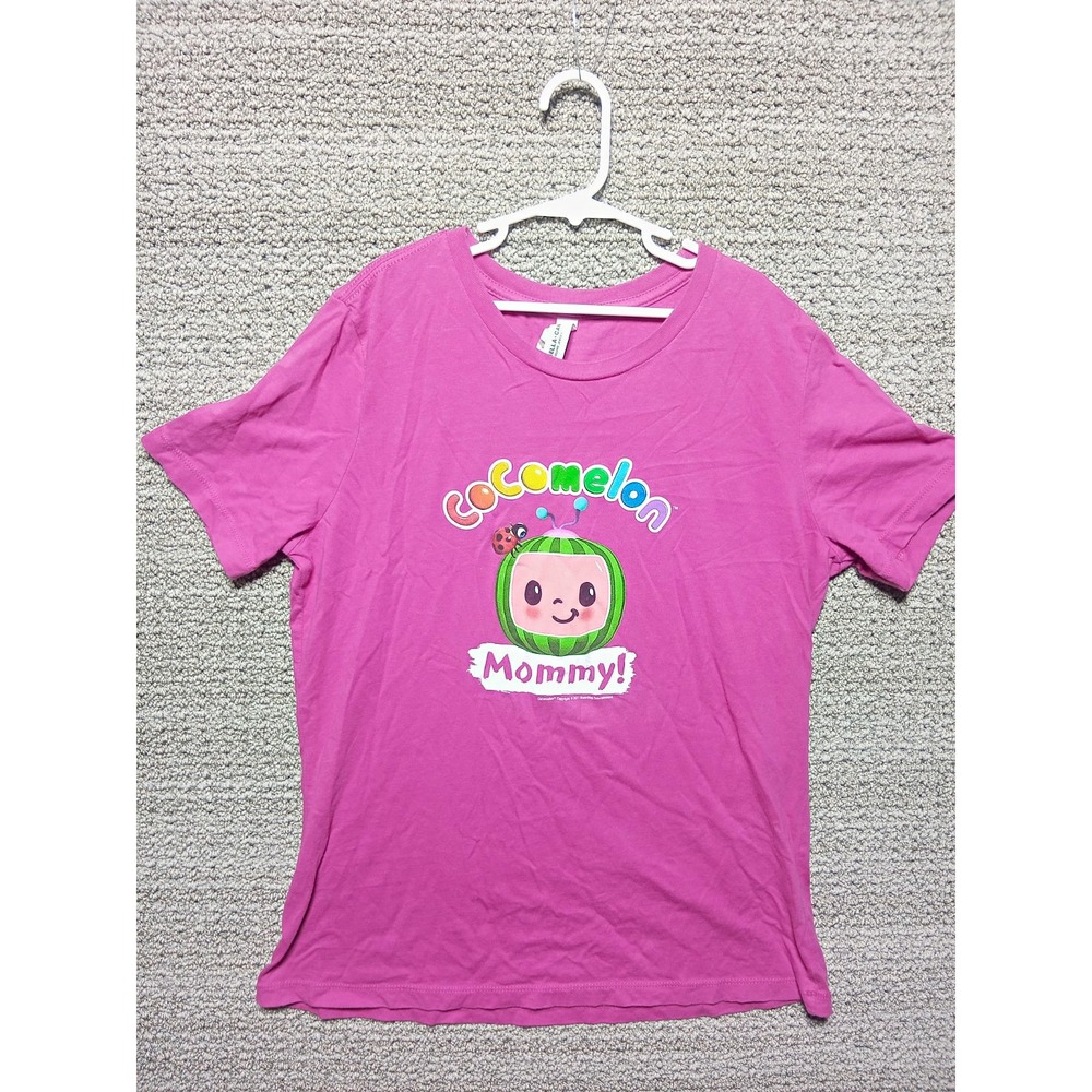 #F9-Bella Canvas Women's Pink CoComelon Mommy Graphic Crew Neck Short Sleeve M